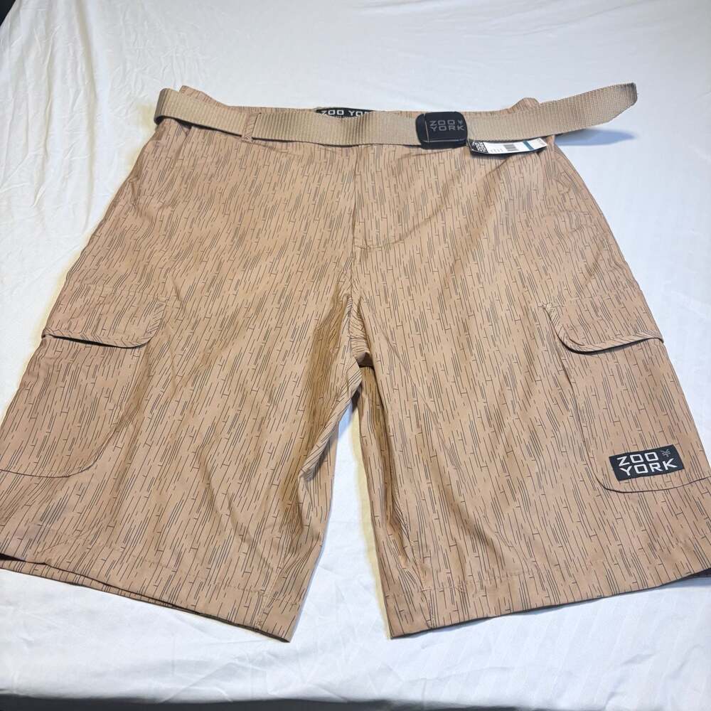 Zoo York Men's Cargo Shorts Size 36 Dk Khaki Patterned with Belt